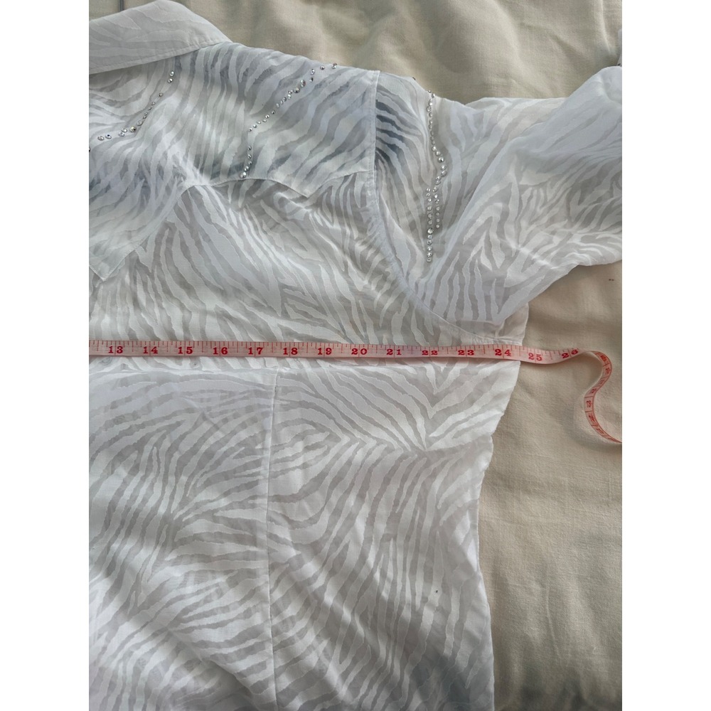 Ariat Western Snap Shirt XL Sheer Zebra Rhinestone Cowgirl Top - Picture 8 of 9